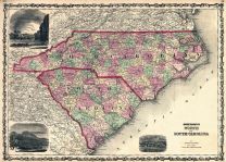 North Carolina and South Carolina 1861 State Map 17x23